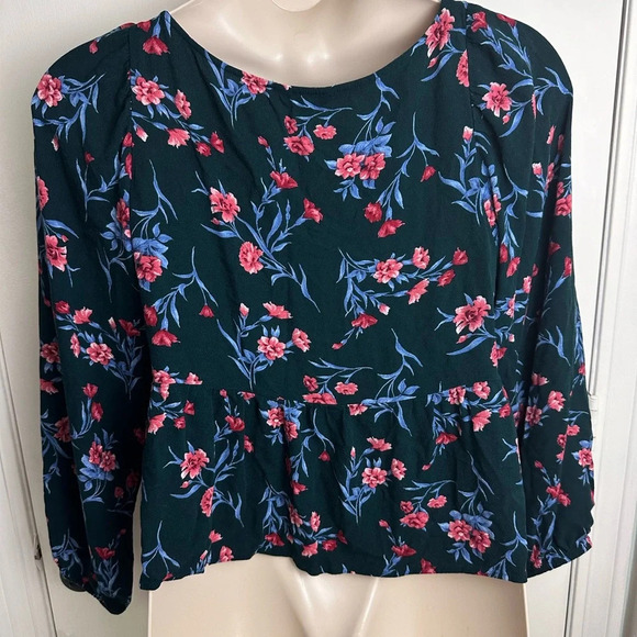 American Eagle Peasant Floral Tie Knot Blouse XXL #1425 - Picture 6 of 7